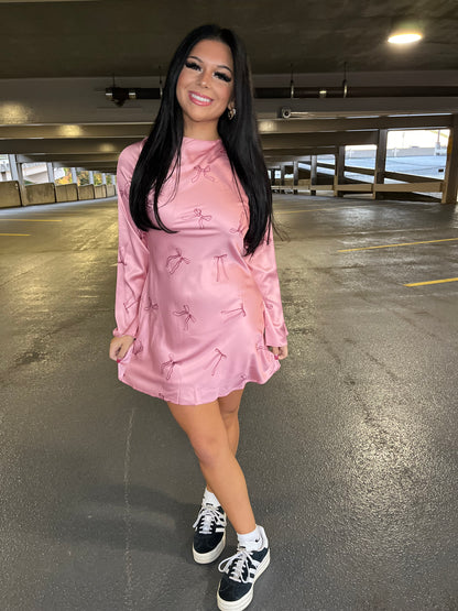 Rosè Silky Bow Dress
