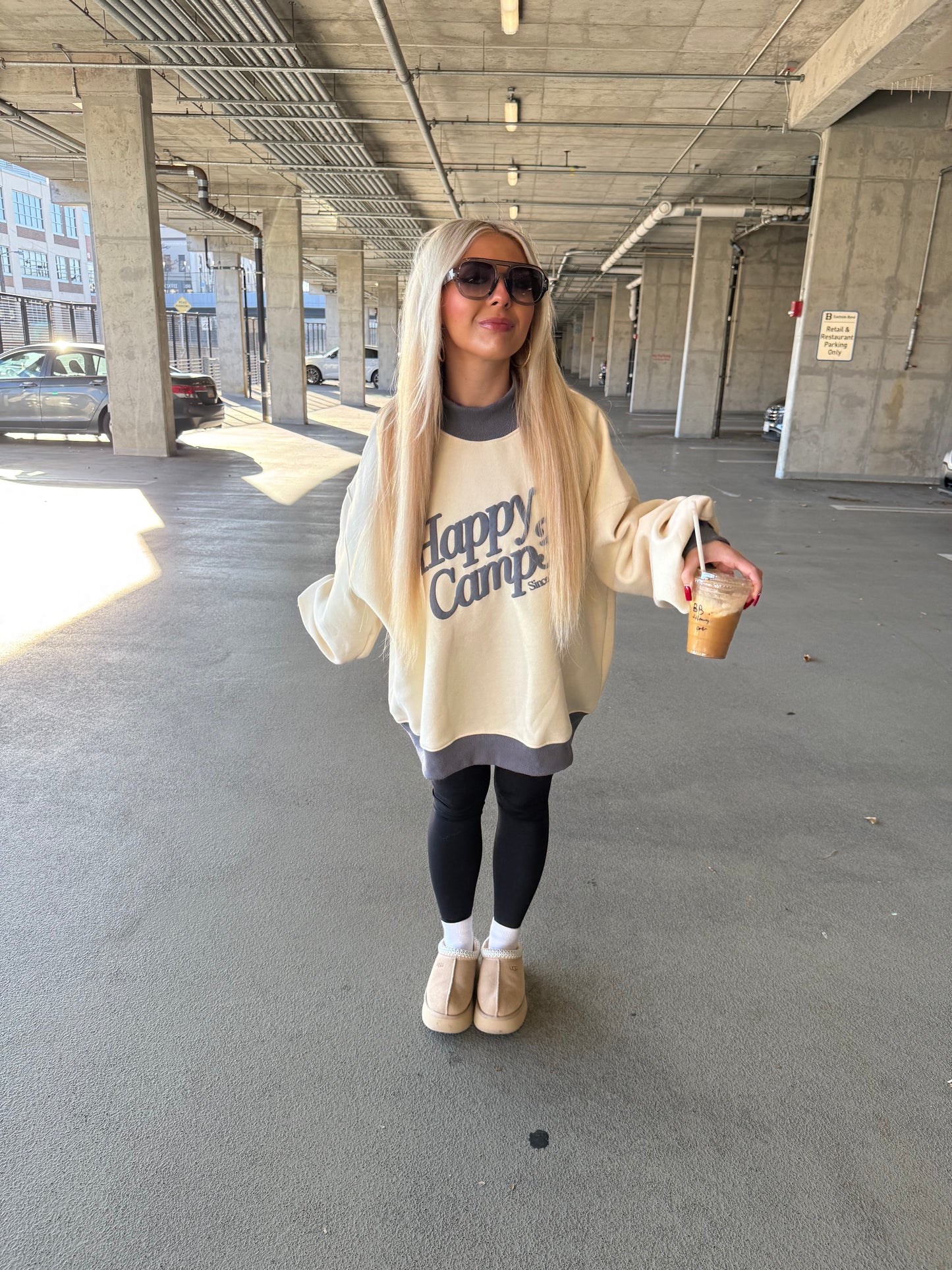Happy Camp3r Cream/Navy Mockneck
