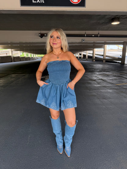Western Worthy Denim Romper