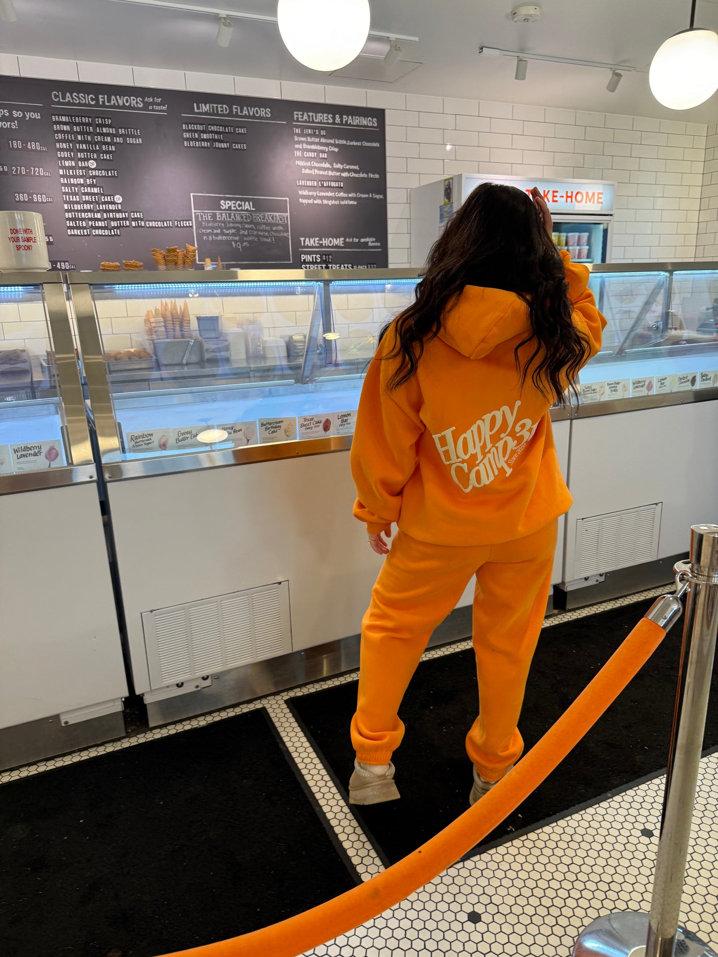 Happy Camp3r Puff Series Hoodie in Orange