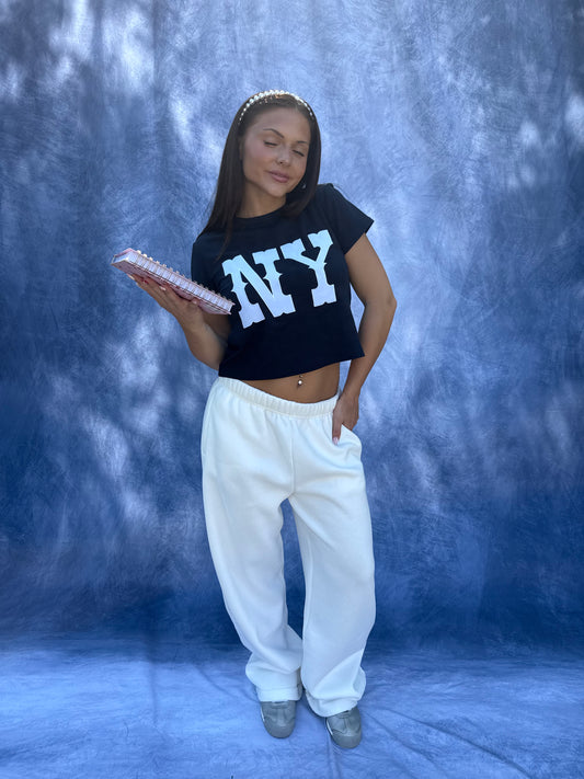 So Fetch Wide Leg Sweatpants in White