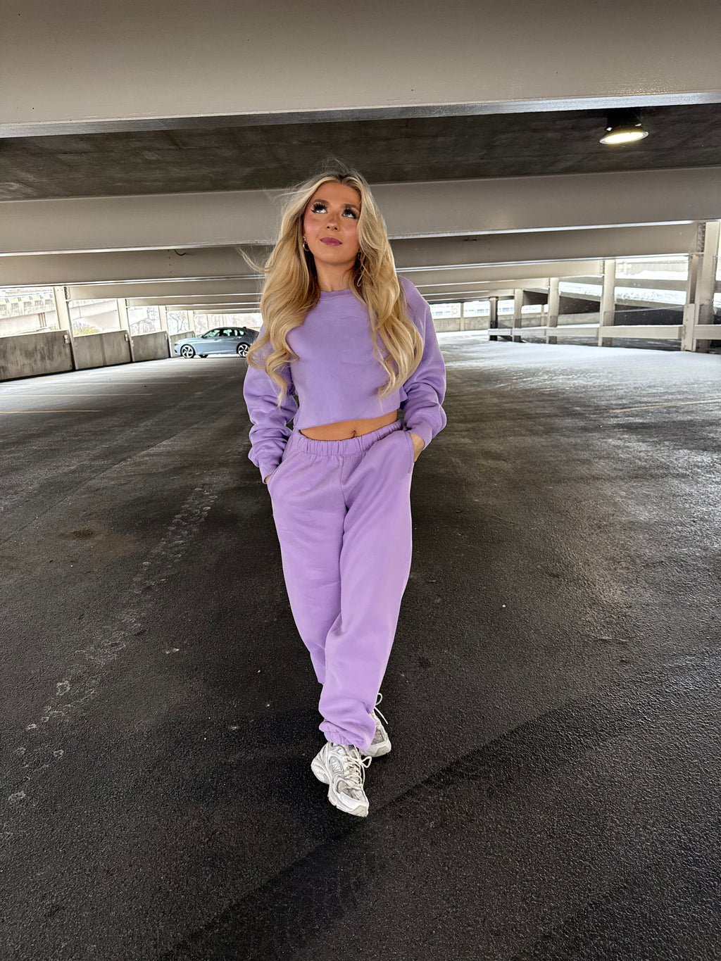 So Fetch Cropped Crew in Bright Lav