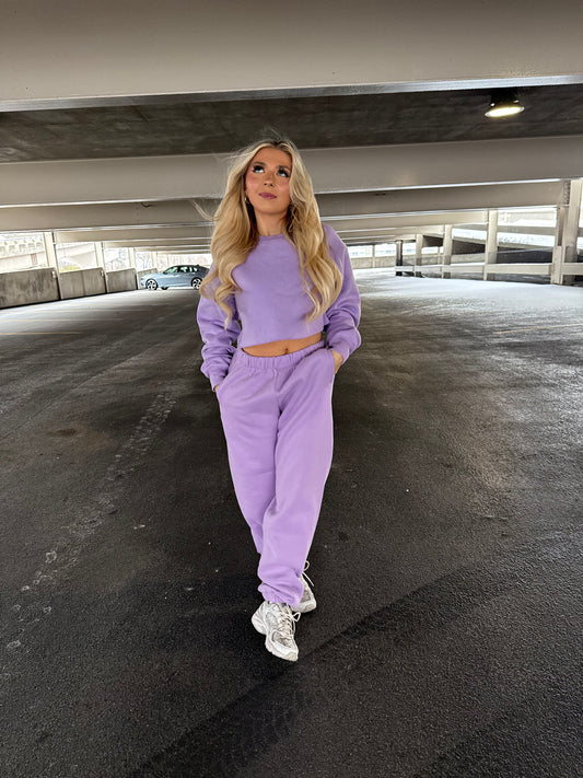 So Fetch Cropped Crew in Bright Lav
