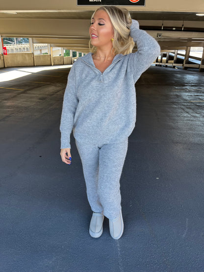 Waffle Girl Set (JOGGER) in Grey