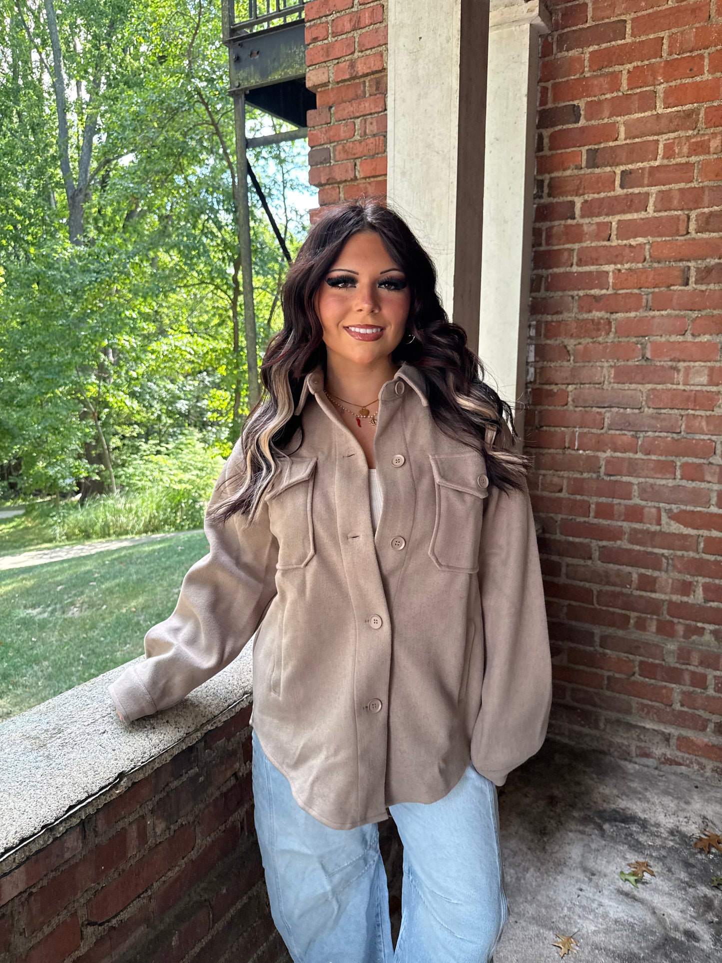 Shopping Addict Shacket in Taupe