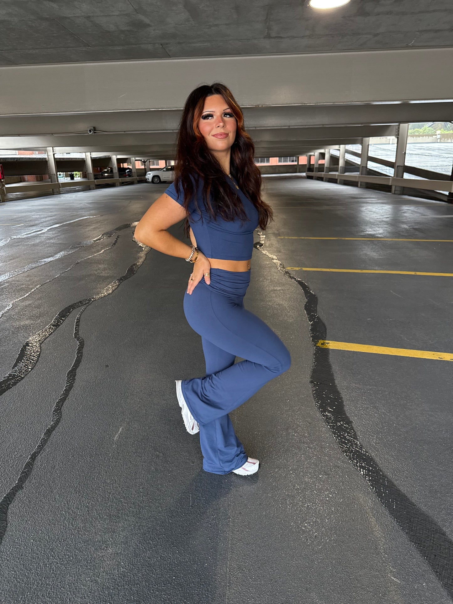 Shopping Addiction Leggings in Navy