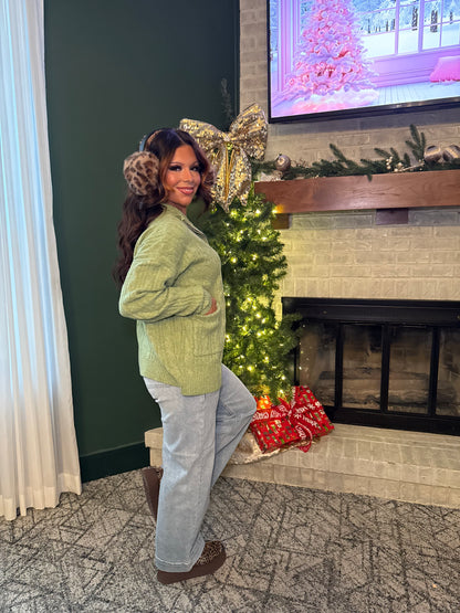 Sugar Girl Sweater Zip in OLIVE