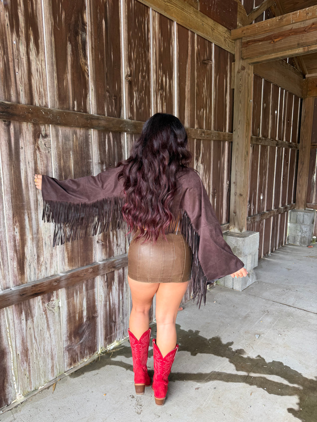The Stallion Fringe Top in Brown