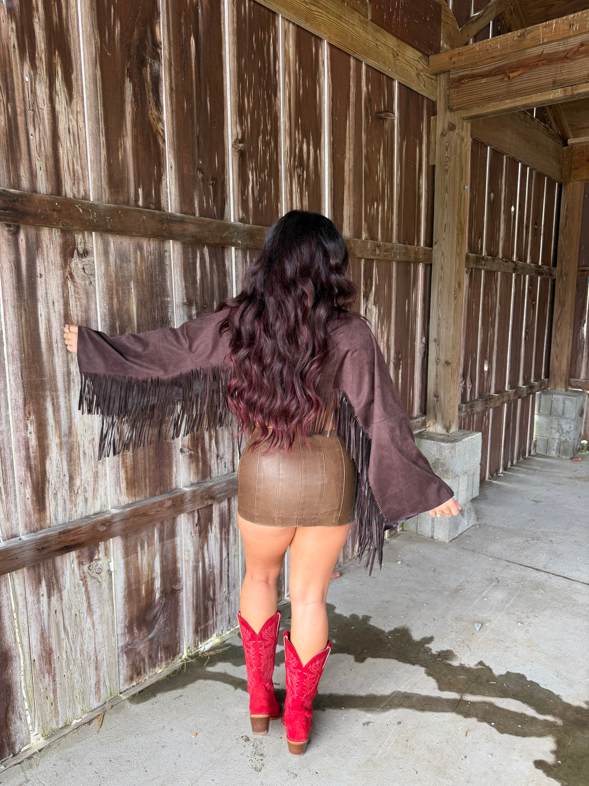 The Stallion Fringe Top in Brown