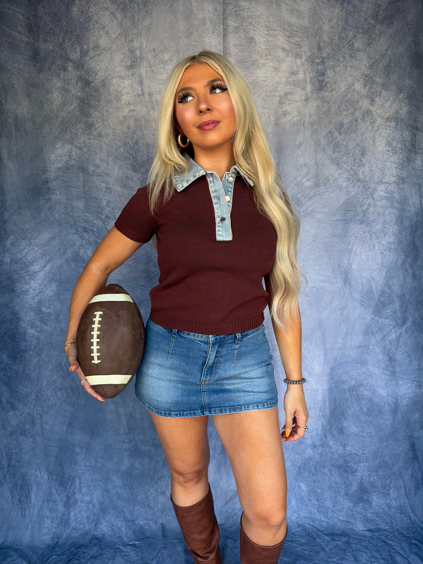 Benson Sweater Top in Brown