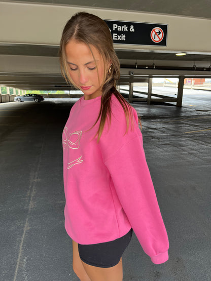 Embroidered Ribbon Sweatshirt in Pink