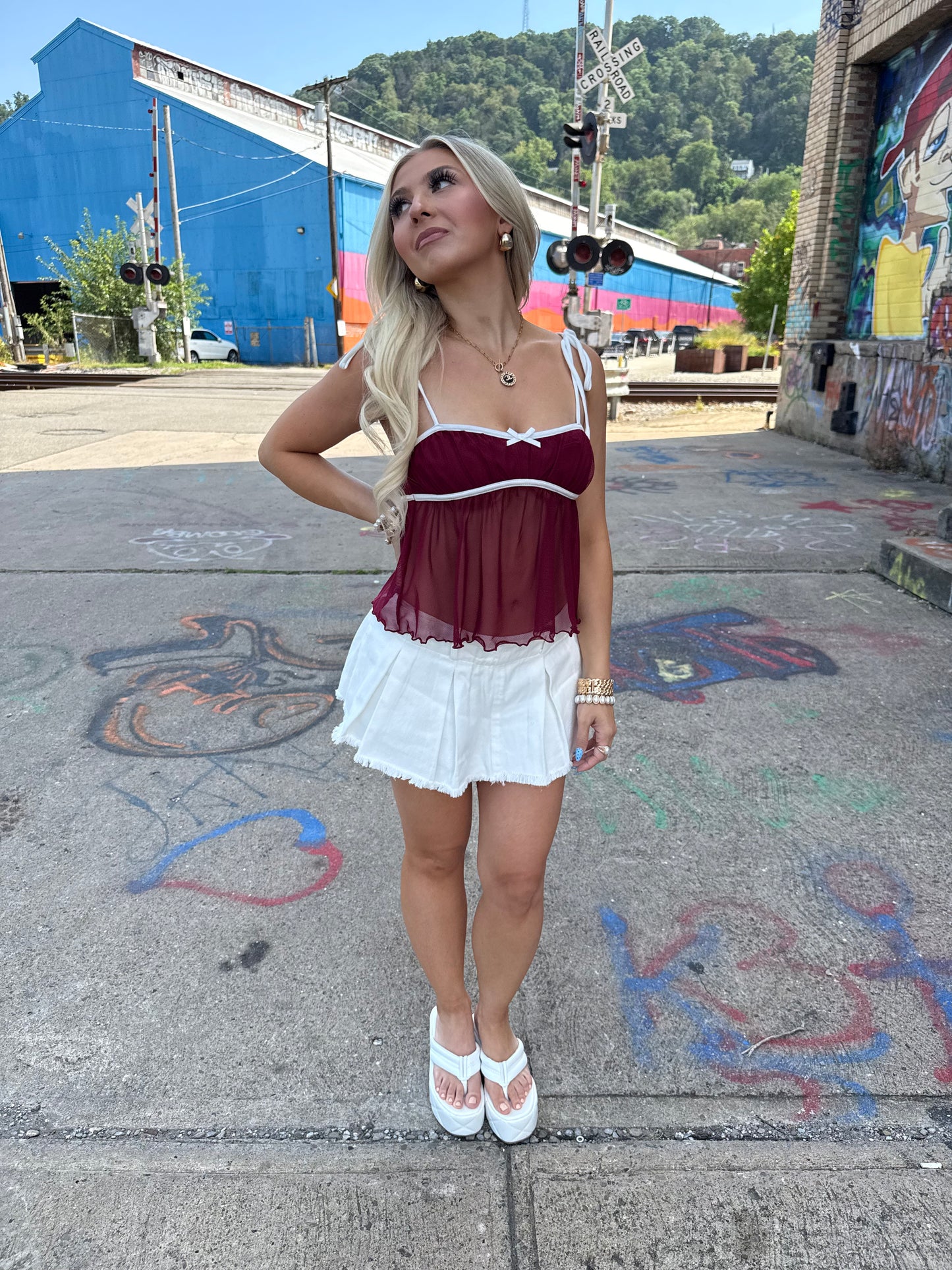 Farmers Market Mini Skirt in White