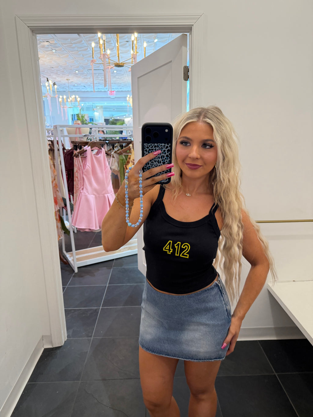 412 Black w/ Gold Embroidery Tank