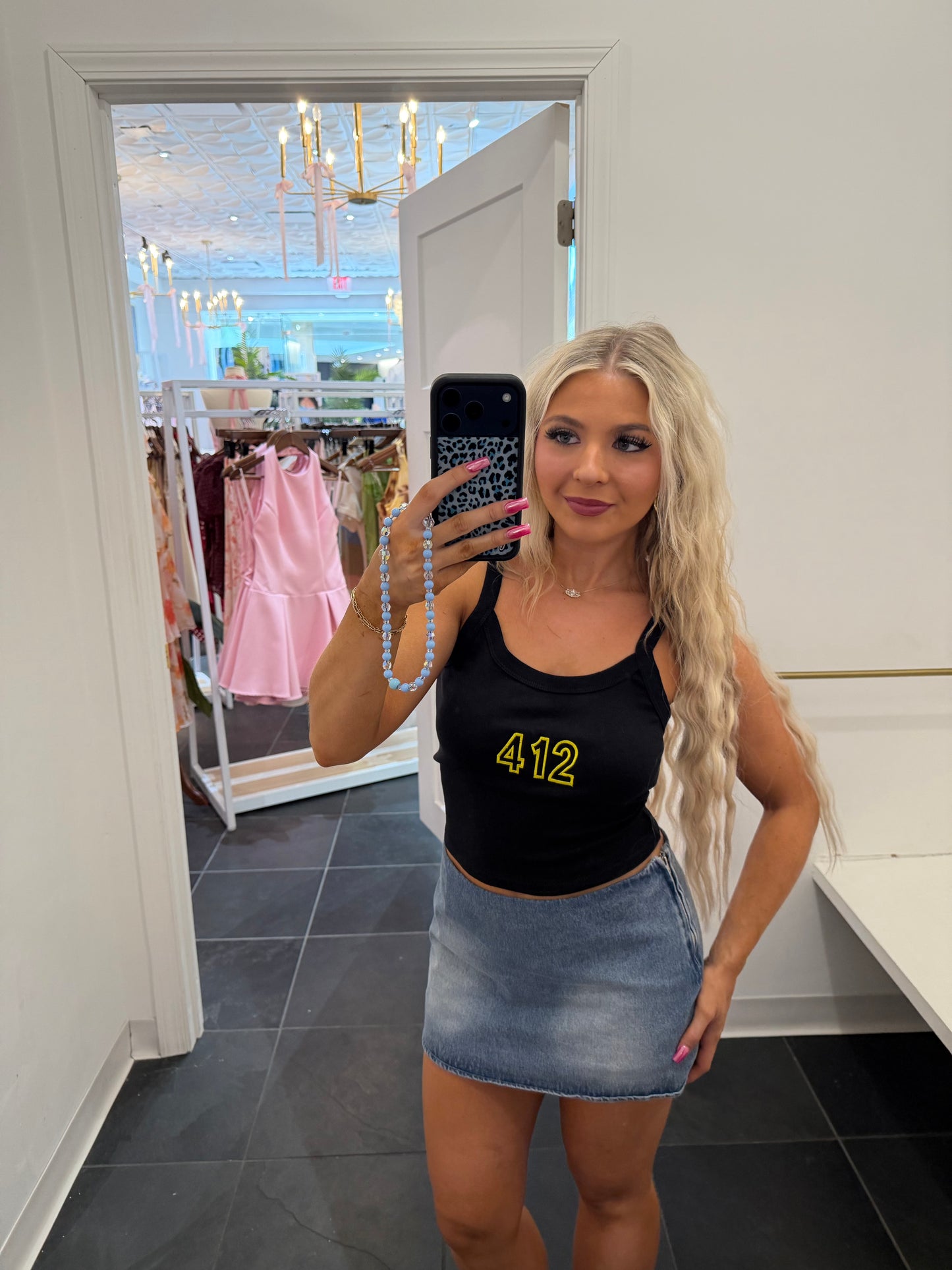 412 Black w/ Gold Embroidery Tank