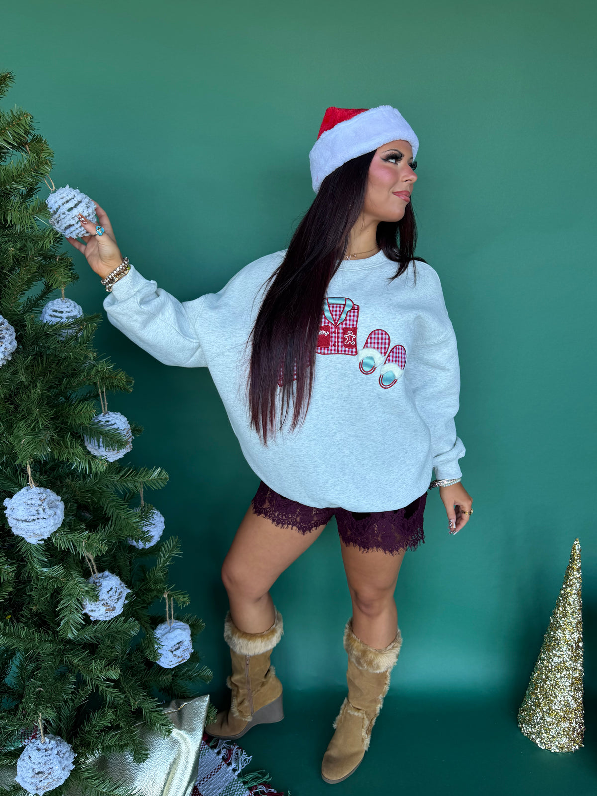 Pjs & Slippers Crewneck in Grey FINAL SALE