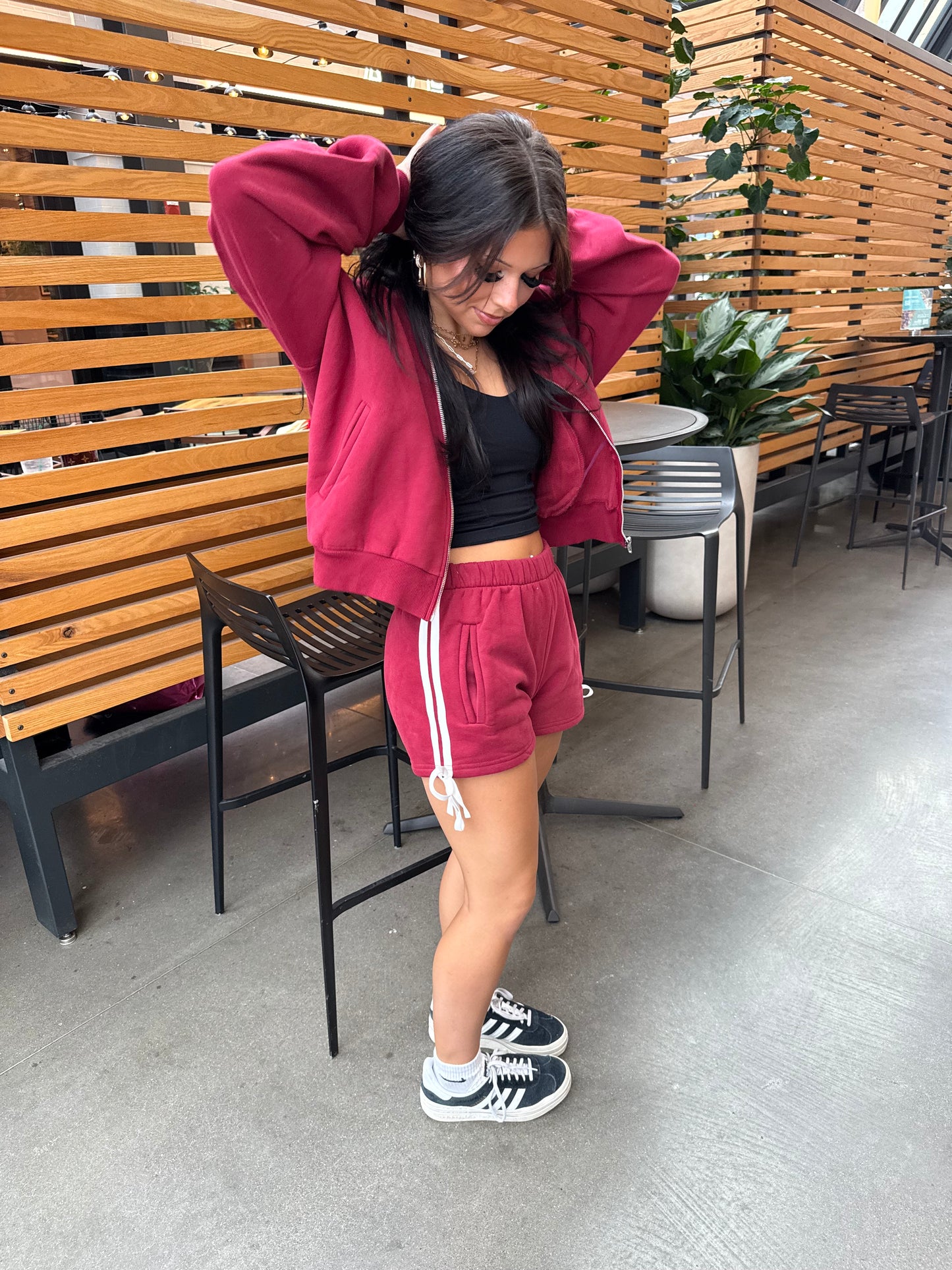 High Energy Track Shorts in Burgundy