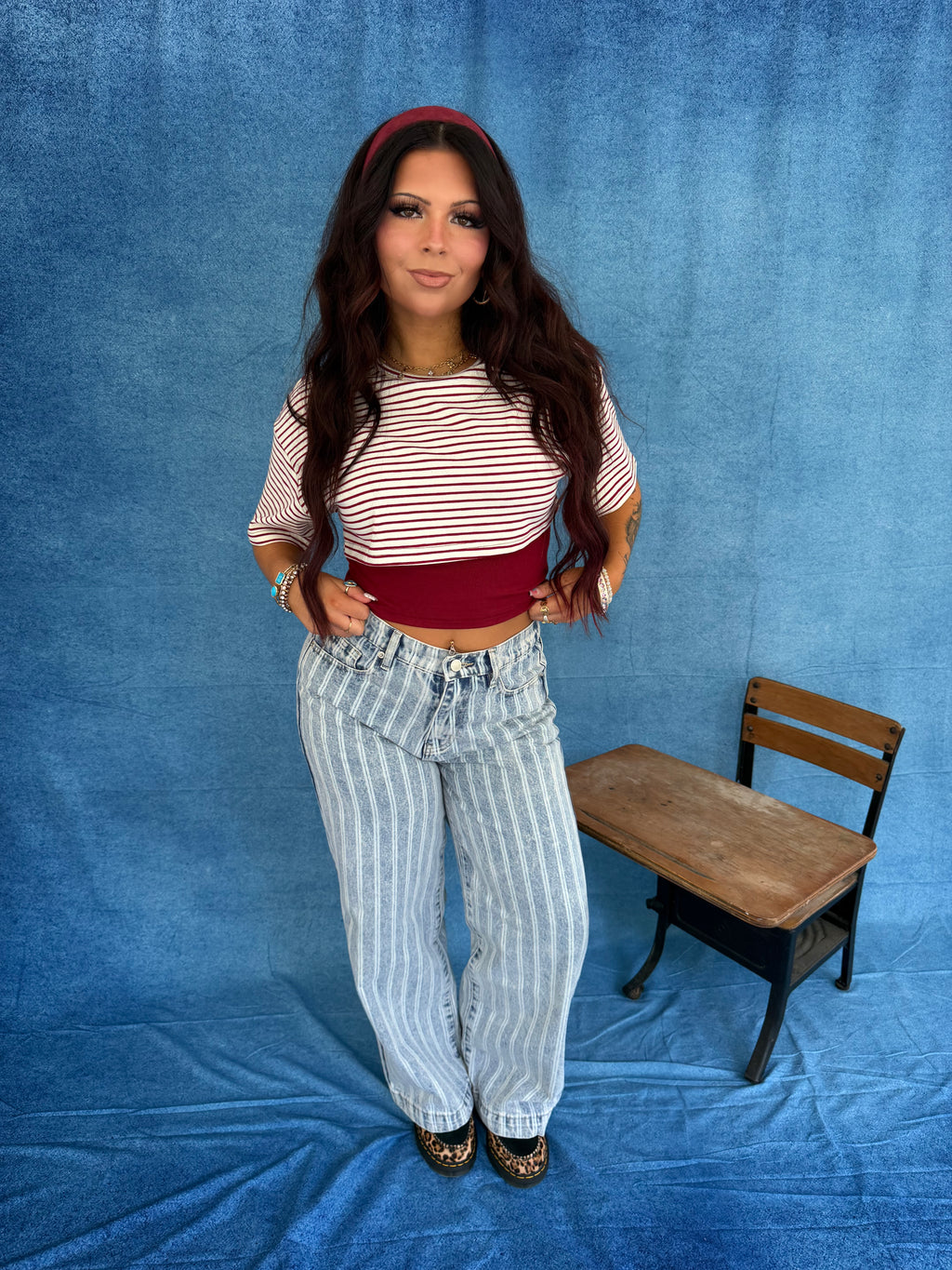 Double Up Tee in Crimson