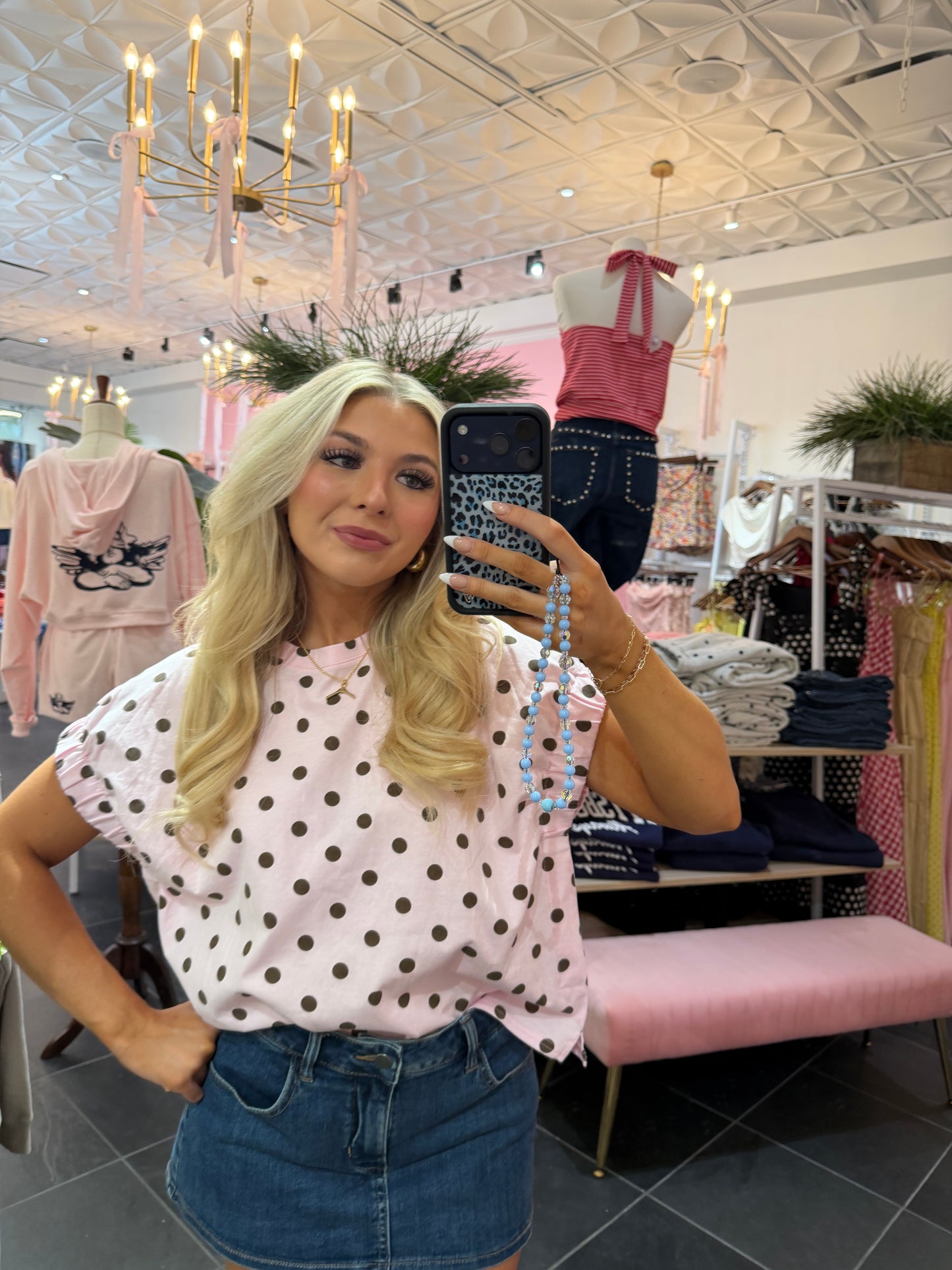 Soundtrack Polka Tee in Pink