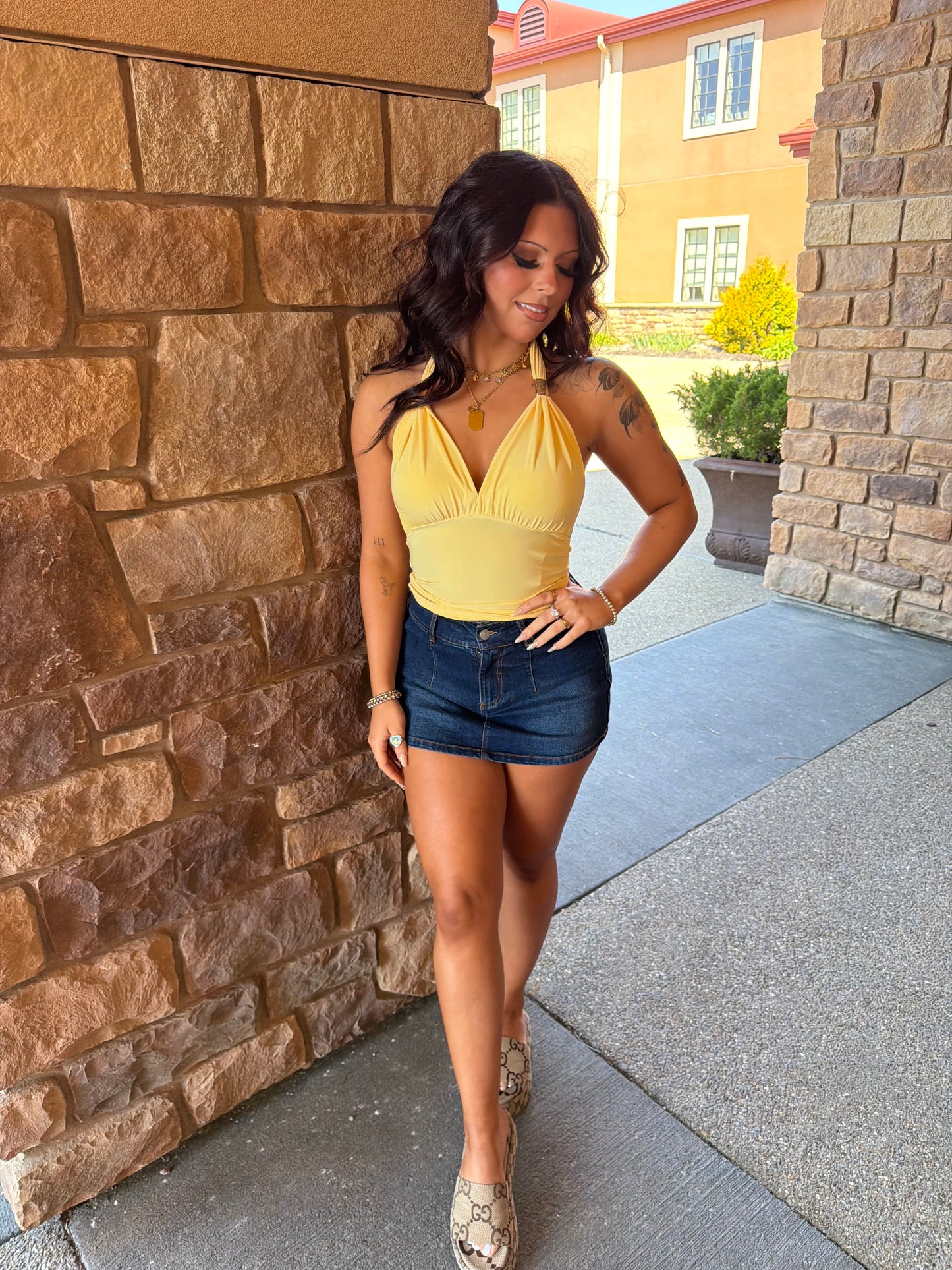 Have It Up Halter in Banana