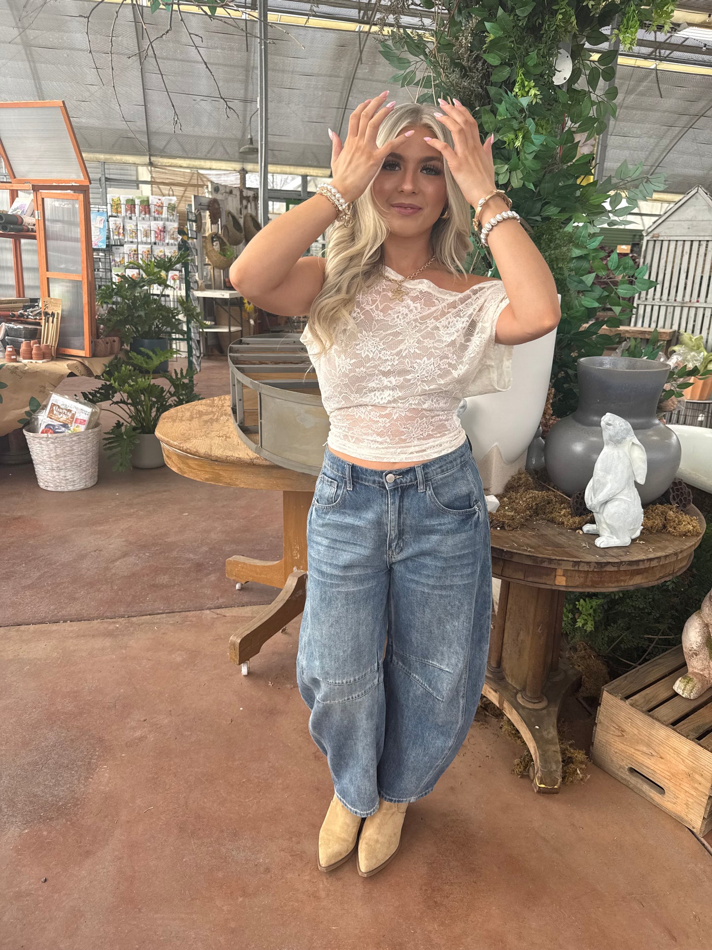 Colman Lace Top in Cream