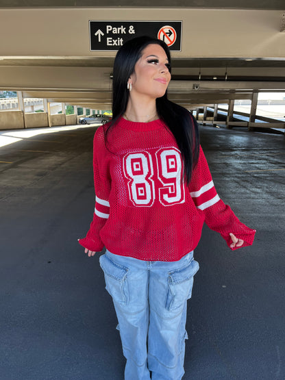 89 Net Sweater in Red