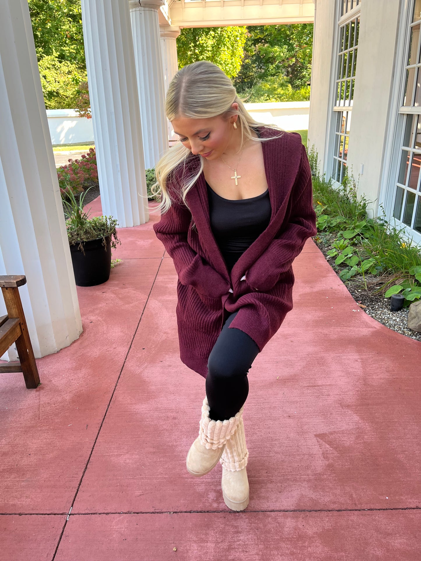 Butterfly Cardigan in Burgundy With A Hood