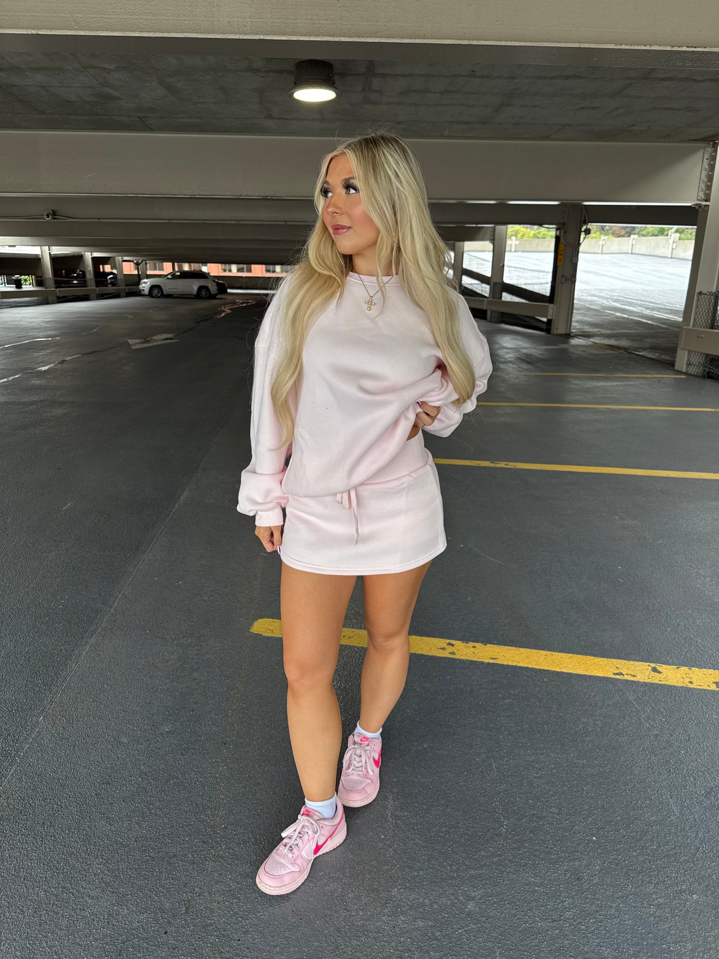 Grounded Sweatskirt in Pale Pink