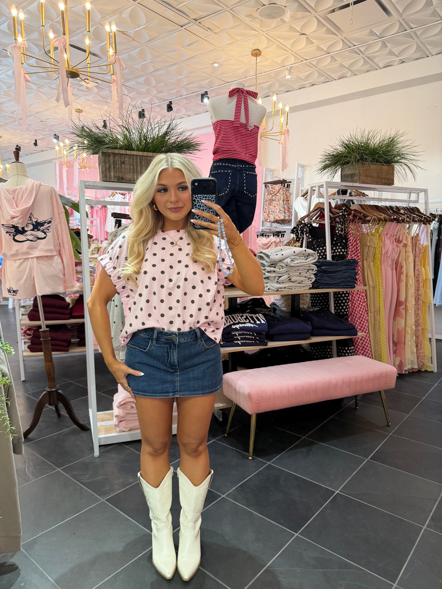 Soundtrack Polka Tee in Pink