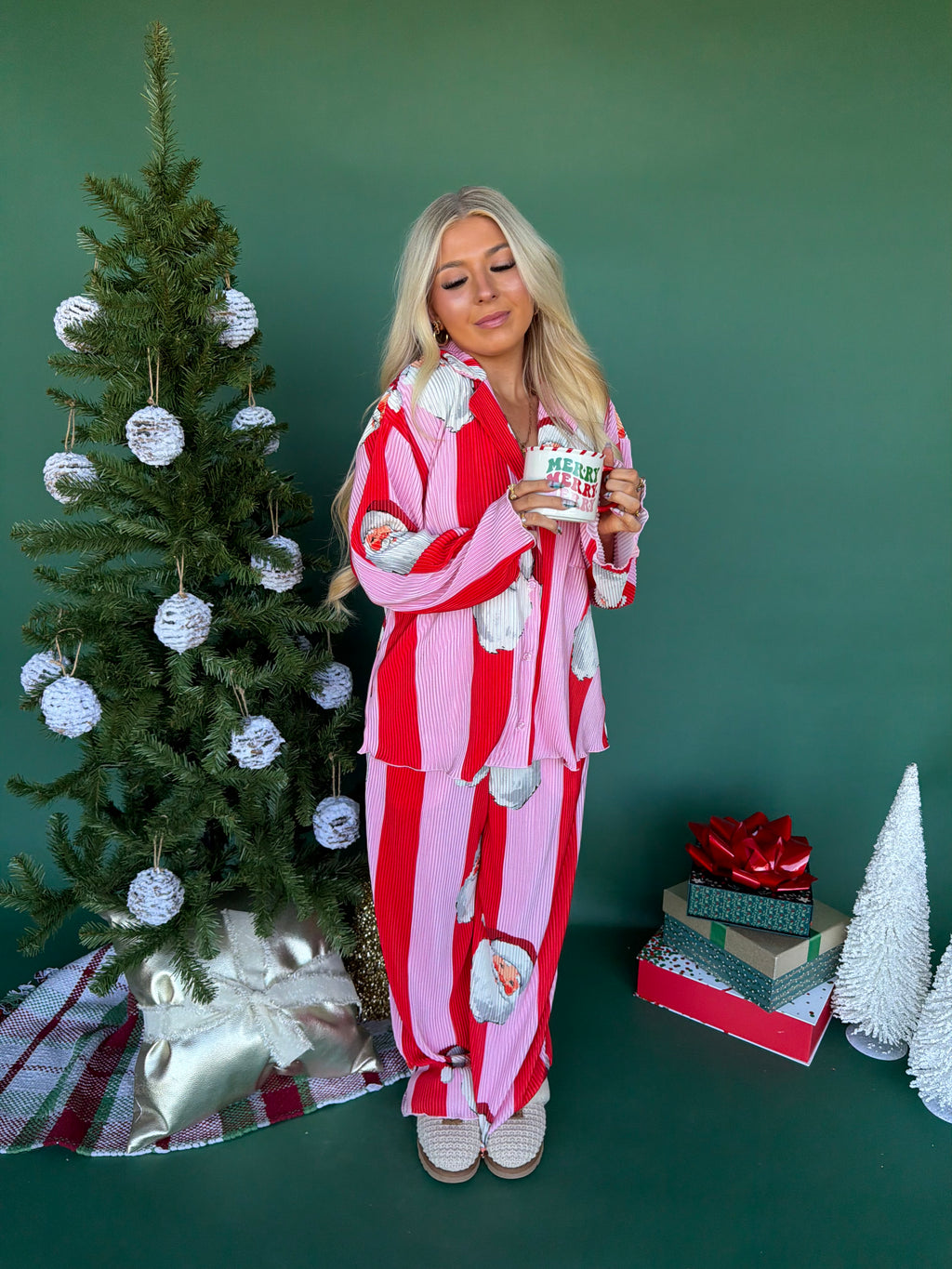Christmas Pink/Red Santa Jammies (SOLD TOGETHER) FINAL SALE
