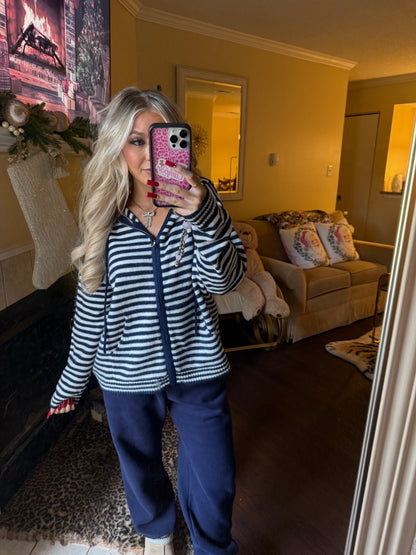 Casual Corner Navy Zip Up