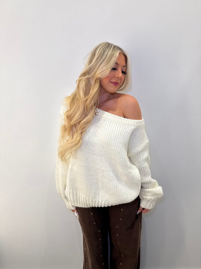 Brandi One Shoulder Sweater in Ivory