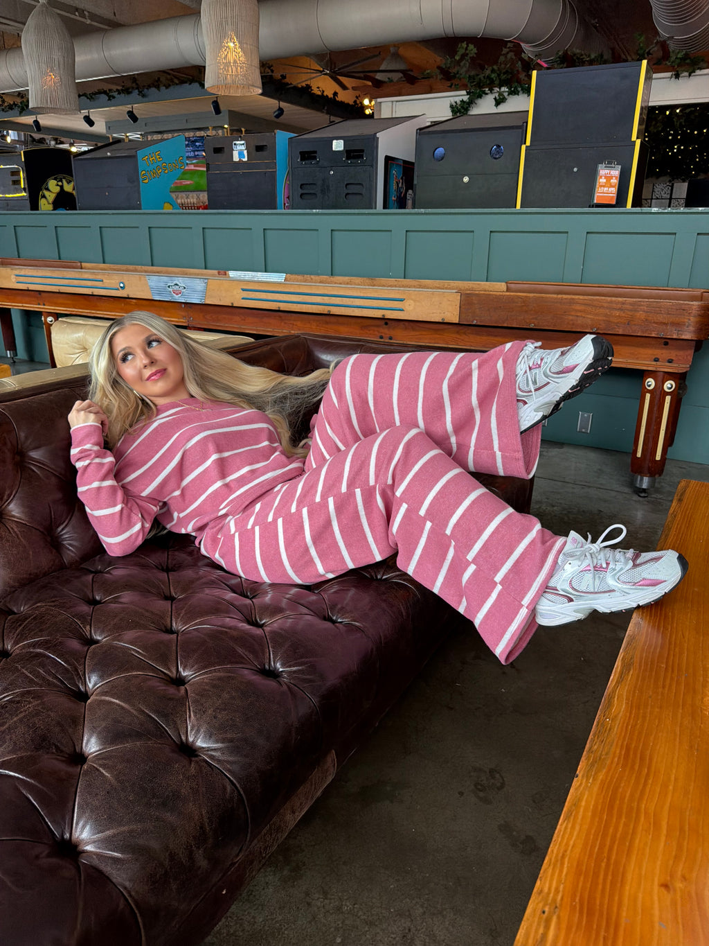 Berry Lover Brushed Striped Pants