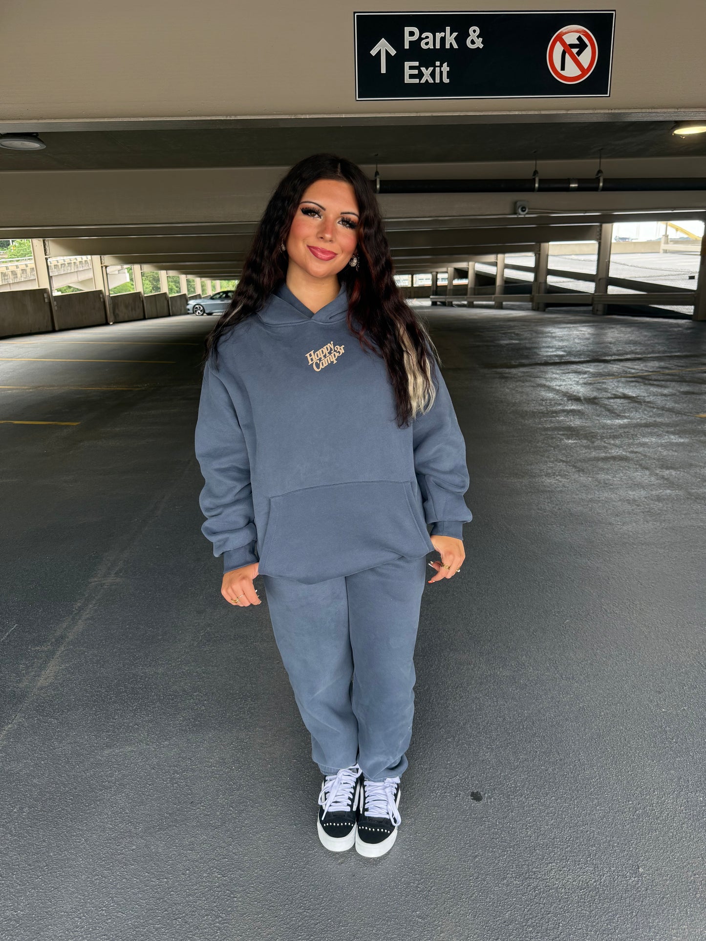 Happy Camp3r Puff Series Hoodie in Midnight Blue