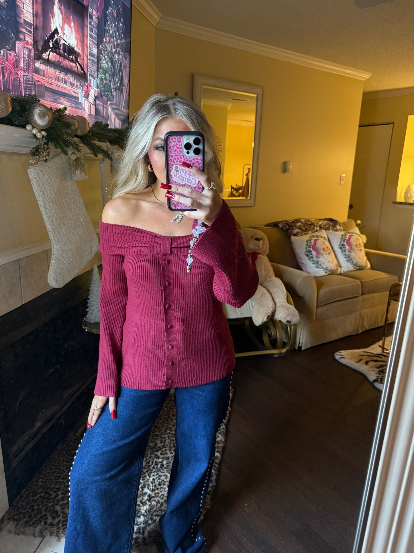 Burnt Kisses One Shoulder Sweater