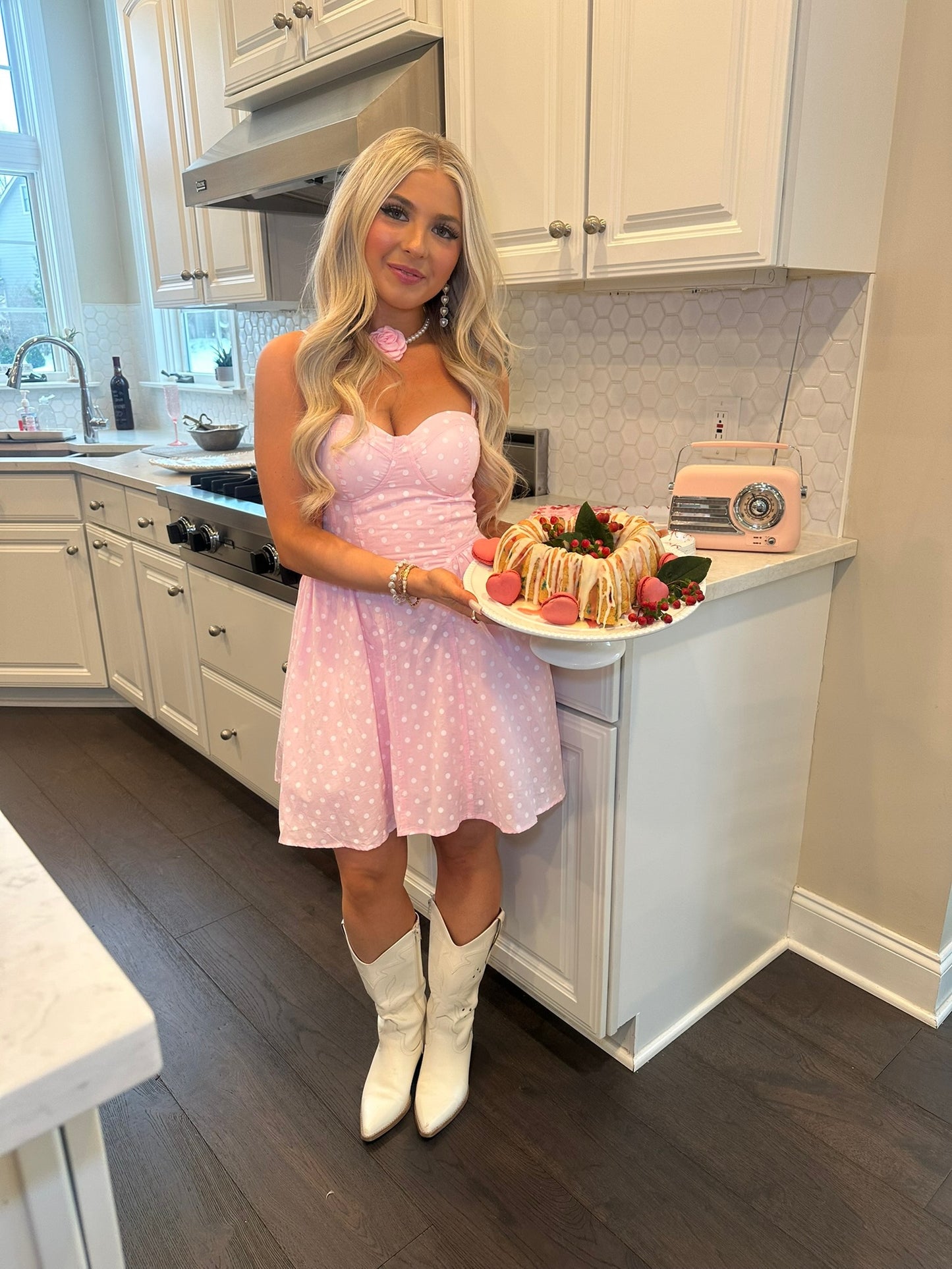 Affectionate Pink Polka Mini Dress