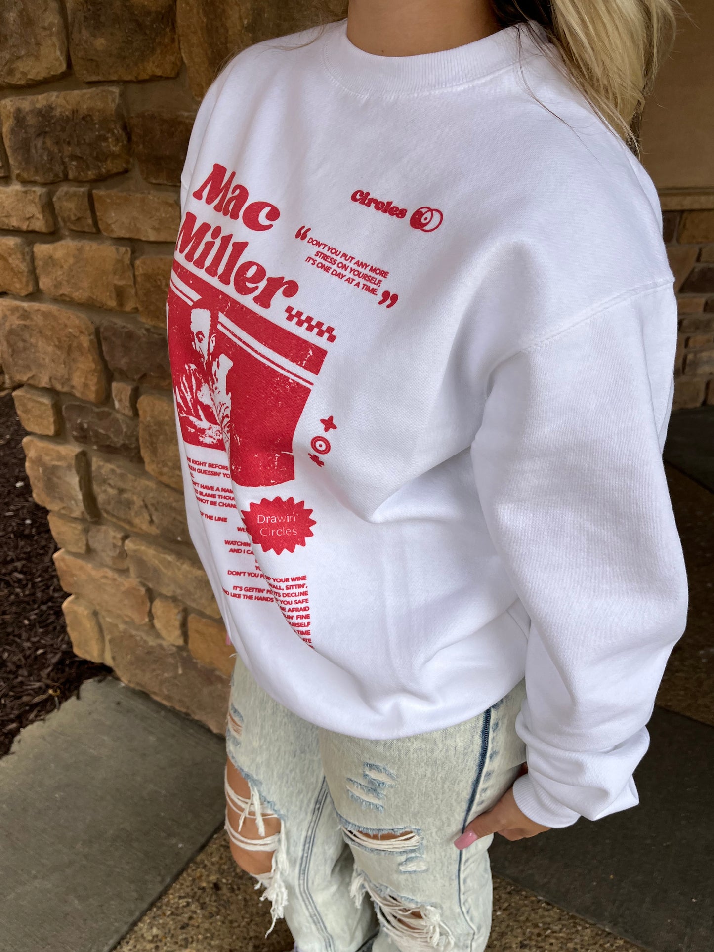 Circles Mac Miller Sweatshirt in White