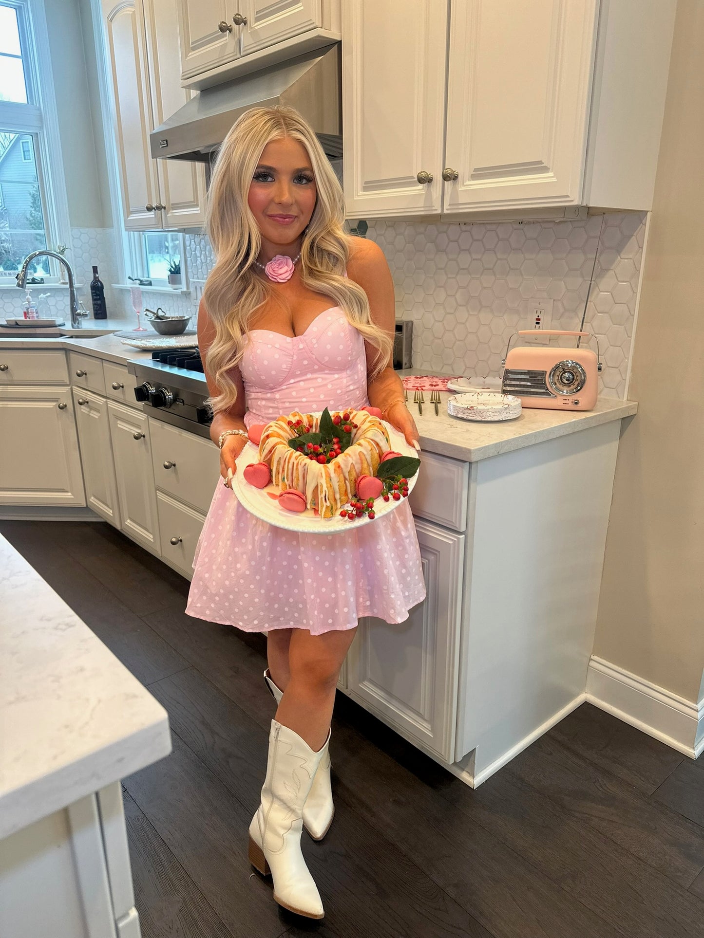 Affectionate Pink Polka Mini Dress