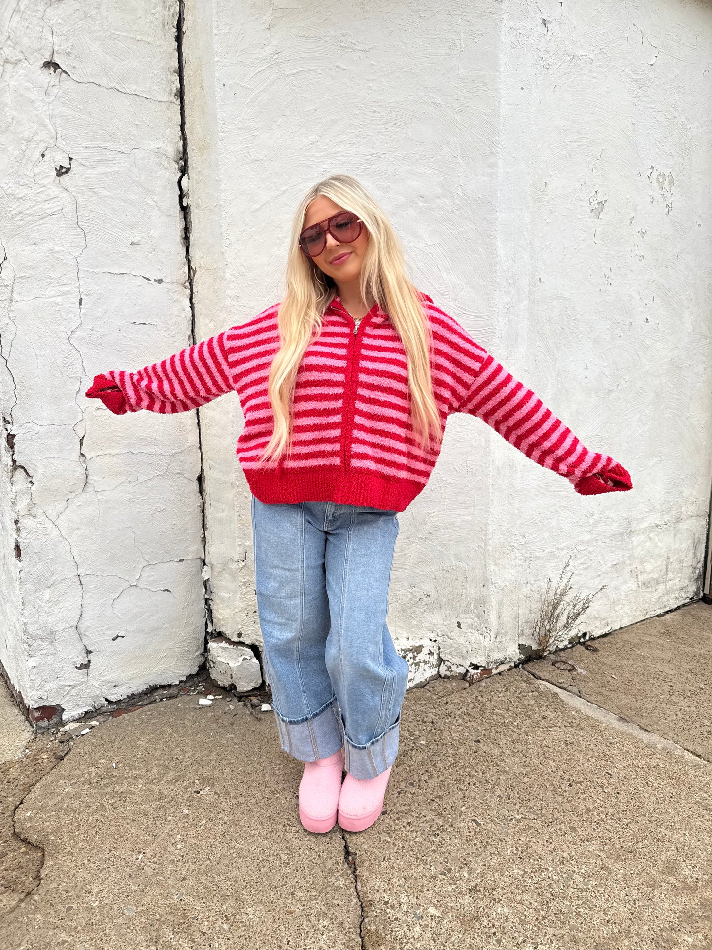 The COZIEST Zip-Up in Red