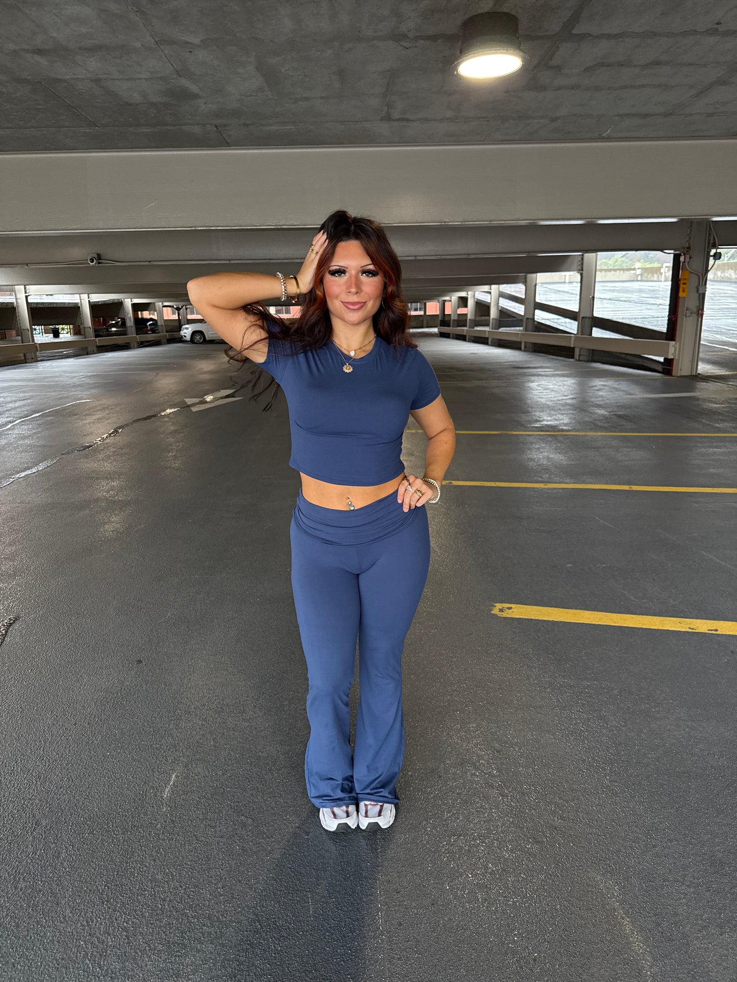 Shopping Addiction Leggings in Navy