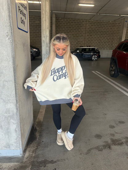 Happy Camp3r Cream/Navy Mockneck