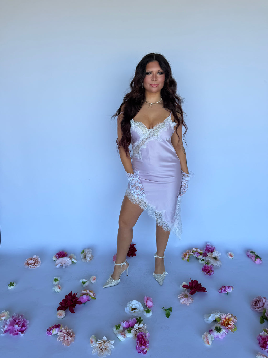 Stupid Song Lace Dress in Lav FINAL SALE