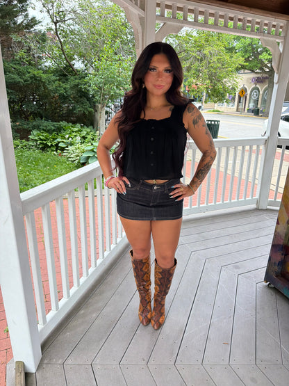 Malaysia Ruffle Tank in Black