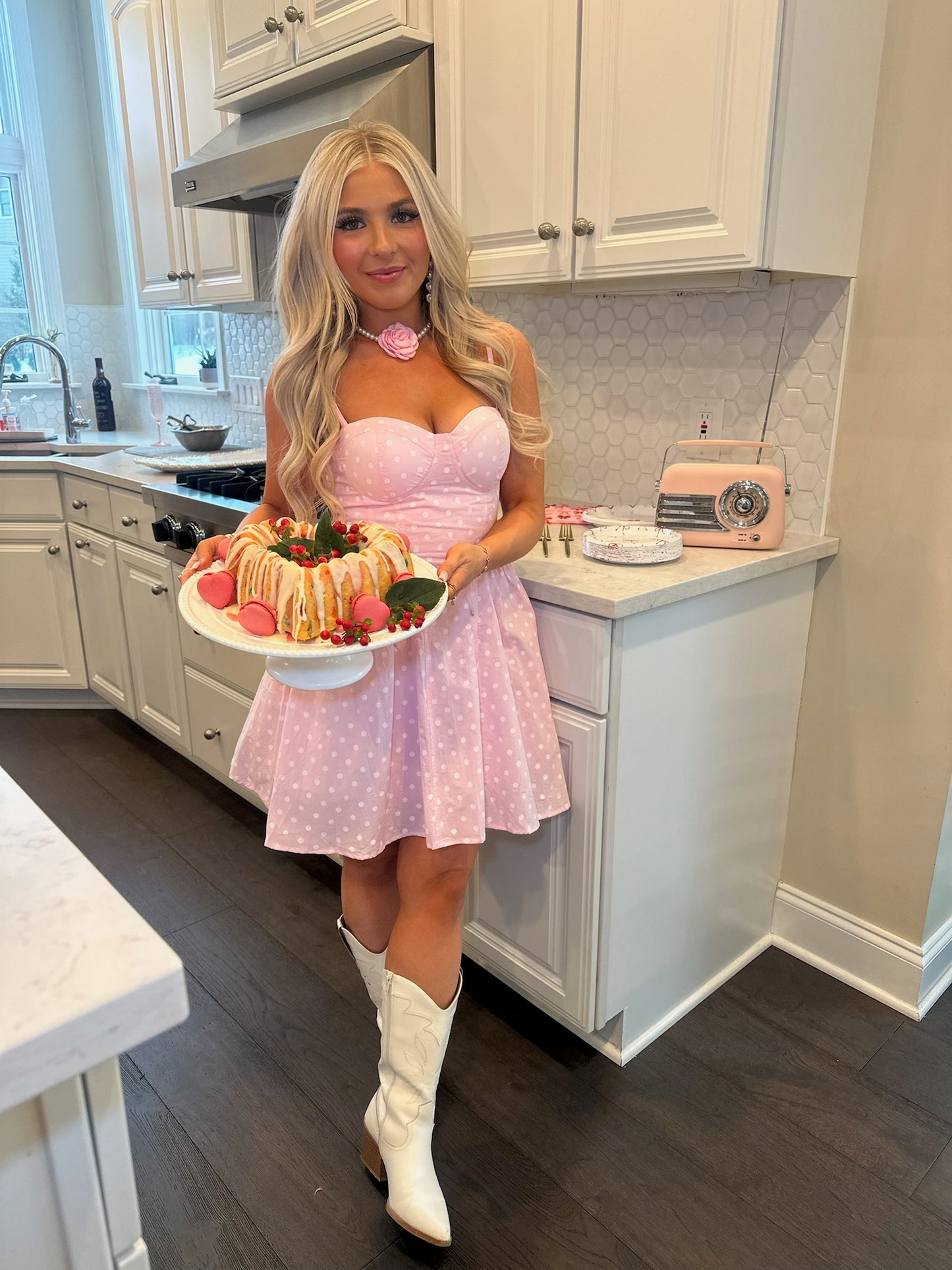 Affectionate Pink Polka Mini Dress