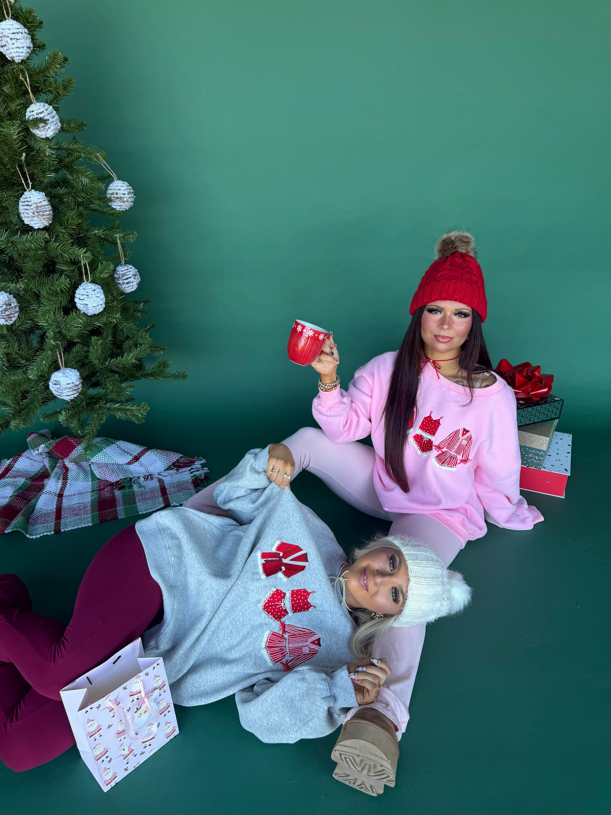 Christmas Outfits Crewneck in Pink FINAL SALE