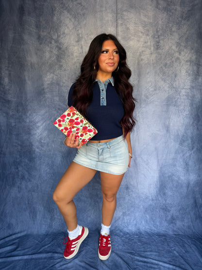 Benson Sweater Top in Navy