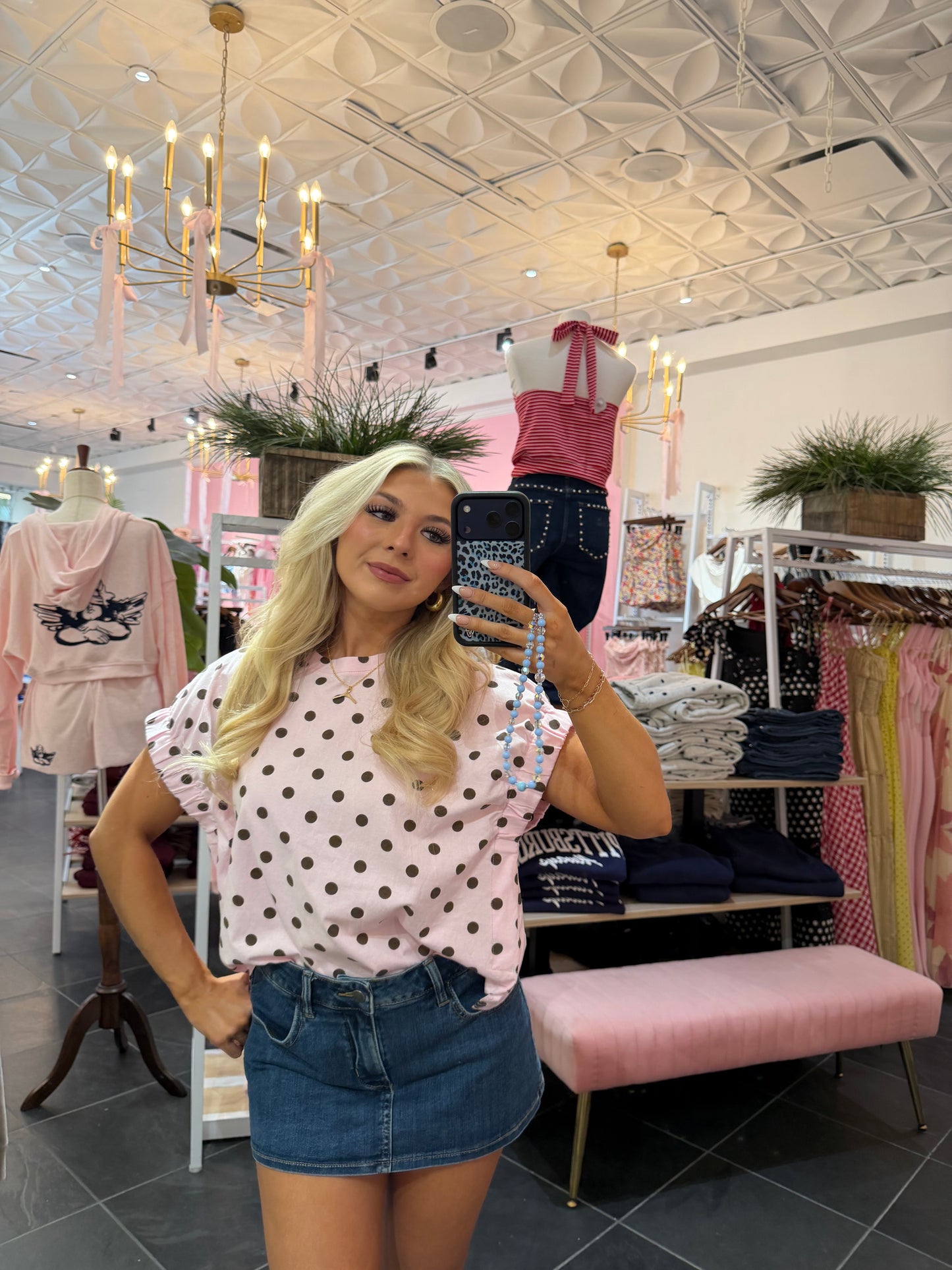 Soundtrack Polka Tee in Pink