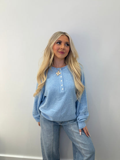 Baby Blue Henley Sweater