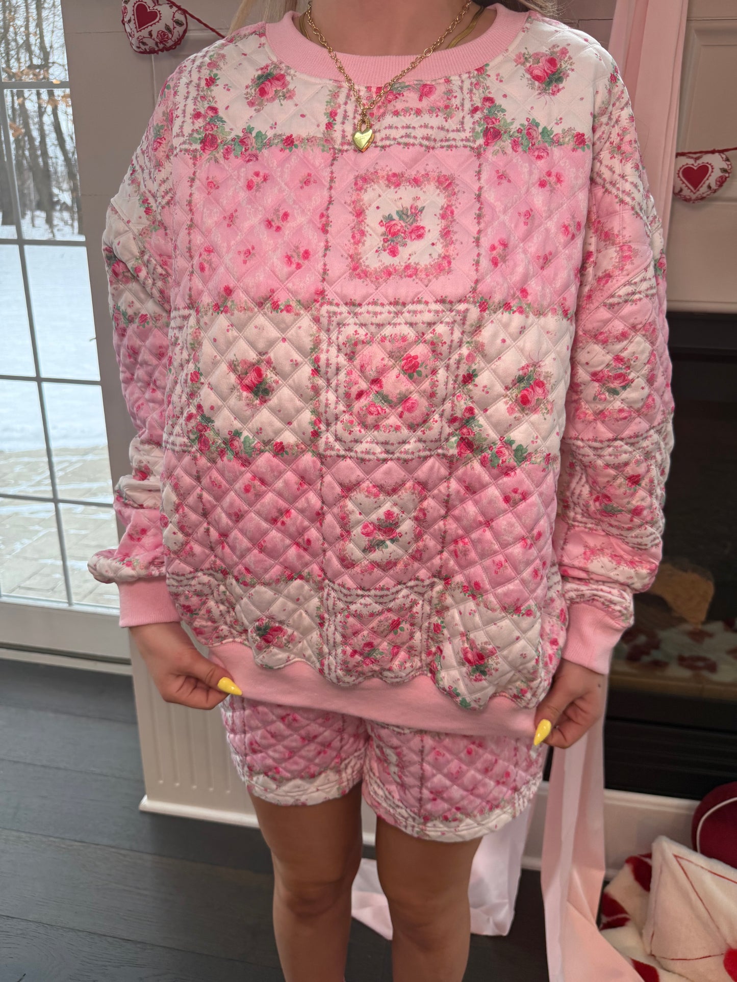 Please Patchwork Set Blush Crew