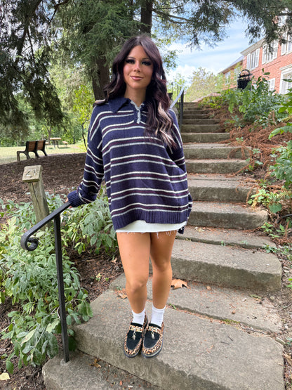 Copper Collar Sweater in Midnight