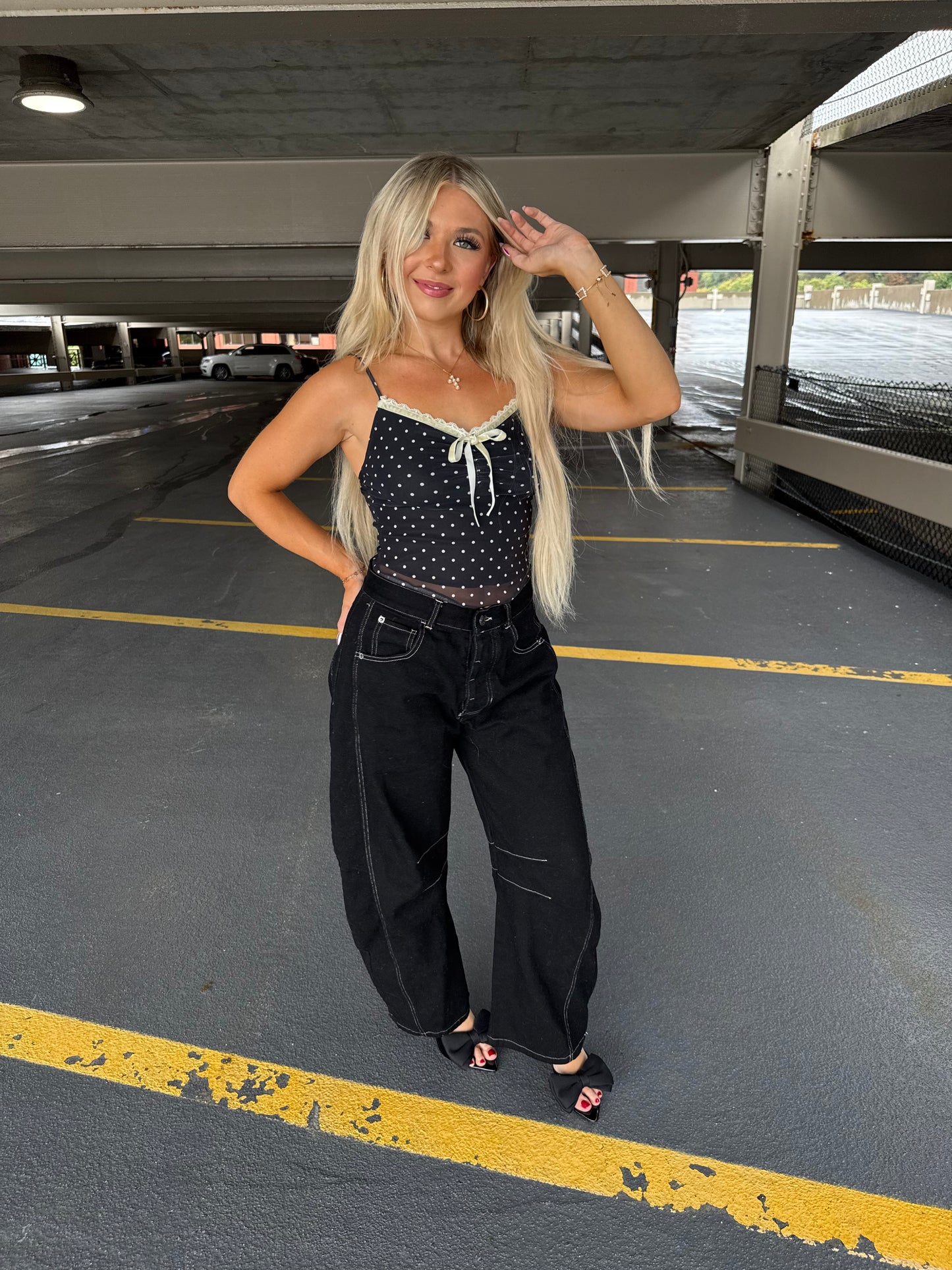 Celene Polka Tank in Black